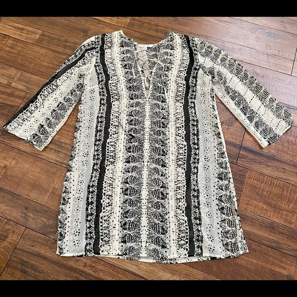 Cabi Beatnik Blouse Tunic Sheer Chiffon style 867 size XS Lace Up - Picture 1 of 4